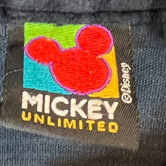 Vintage Disney Mickey Mouse Pluto Corduroy Shirt Embroidered Black 90s Large - Picture 8 of 12